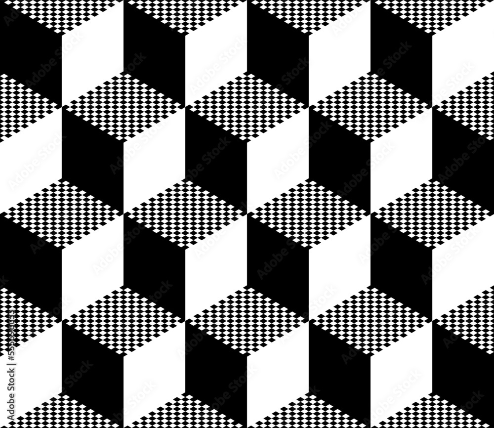 Poster Isometric cube pattern. Cube geometric seamless p
