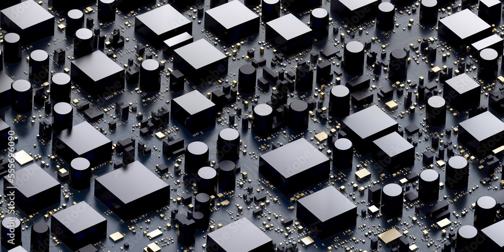 Aufkleber a futuristic and dynamic abstract technology background features an intricate array of black circuit