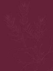 Vertical background in minimalist style, contoured flower pattern vector illustration