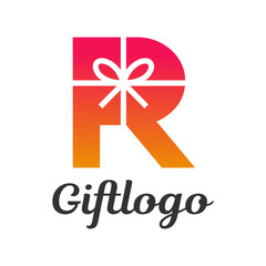 Gift box R letter vector logo template. This Graphic is suitable for prize, birthday, greeting, store, shop, love, parcel, souvenir, gift away.