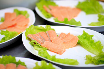 cold snacks on the table in the restaurant