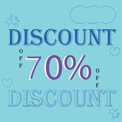 discount,10,20,30,40,50,60,70,80,90 or promotion, blue or star or heart or cloud