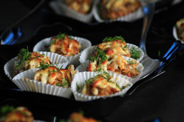close up. delicious hot dish on a baking sheet.
