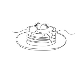 Continuous one line drawing of birthday cake. Party, anniversary and celebration concept. Minimalism Hand drawn vector illustration.