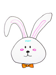 rabbit children's drawing with felt-tip pens, easter bunny
