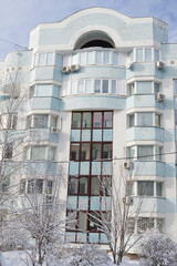 Dormitory area wth residential buildings in winter