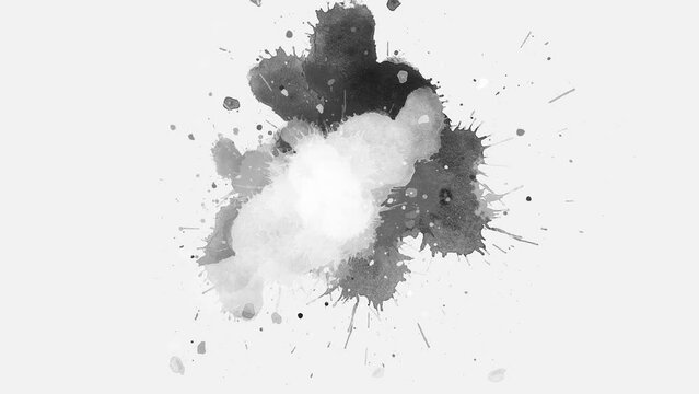 black and white splashes. ink slow motion transition reveal.