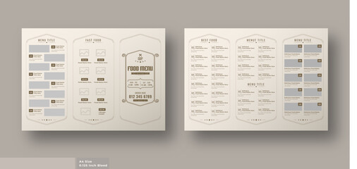 Fototapeta na wymiar Food menu trifold brochure template, luxury food menu for restaurant