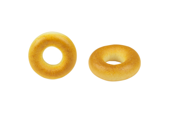 drying bagel, small bagels isolated from background