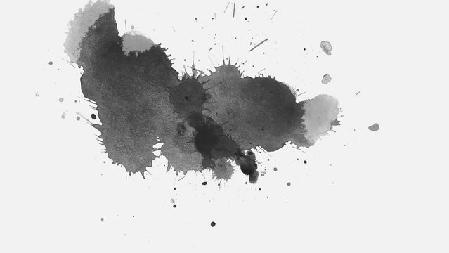 black ink splat background. ink slow motion transition reveal. watercolor paint brush stroke. ink splash transition.