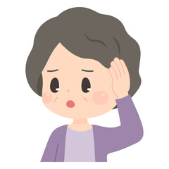 Obraz premium 頭に手を当てたポーズをした困っているおばあちゃんのイラスト