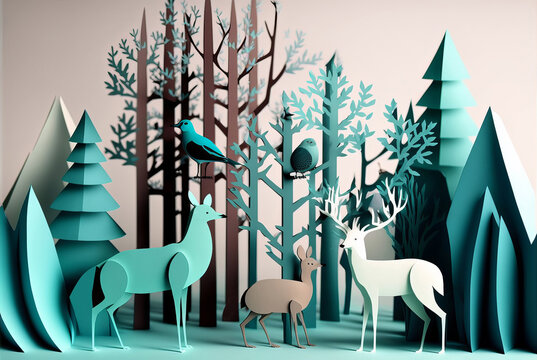 Illustration of wild animals in the forest © Nice Paper Studio