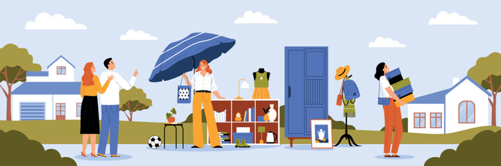 Sunday Market Flat Background