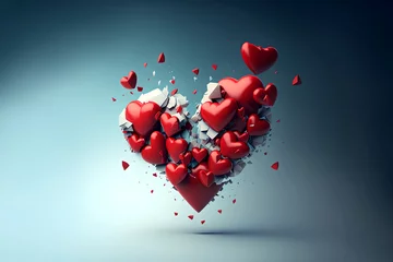 Fotobehang 3d hearts. St. Valentine's Day background. Generative AI. © Alexandra