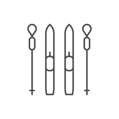 Skiing with poles line icon