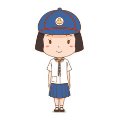 Cartoon character of girl cub scout.