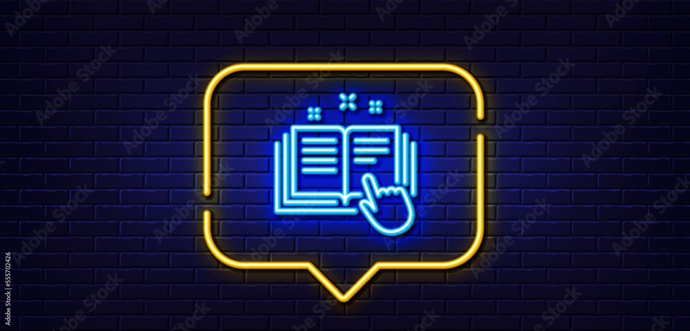 Poster neon light speech bubble. technical documentation line icon. instruction sign. neon light background