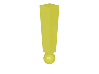 Yellow exclamation mark. 3d render.