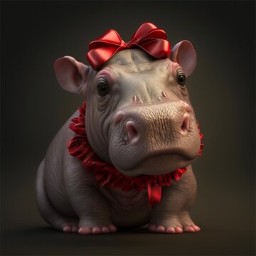 hippopotamus for Christmas, generated image