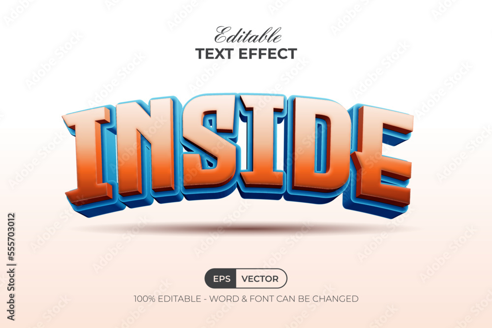 Poster 3d text effect curved style. editable text effect.