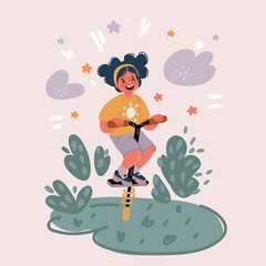 Vector illustration of Kids Playing Stick Figures