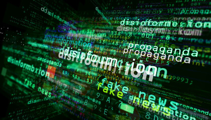 Disinformation media and abstract screen 3d illustration