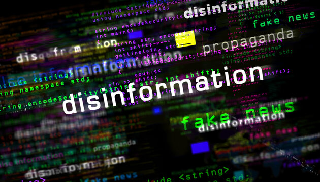 Disinformation media and abstract screen 3d illustration