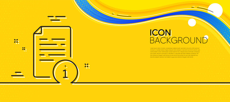 Instruction line icon. Abstract yellow background. User manual sign. Information document symbol. Minimal manual line icon. Wave banner concept. Vector