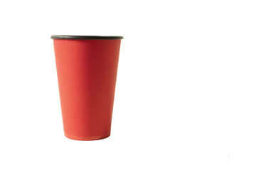 Red paper cup. Isolate on white.
