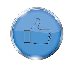 Blue like button isolated on a white background
