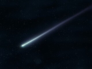 Obraz na płótnie Canvas Beautiful meteor trail. Meteorite glows in the night sky. Shooting star on a dark background.