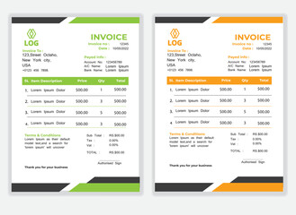 Business Minimal Corporate Invoice design template vector illustration bill form price . Creative template and stationery design payment agreement design template Cash Memo, Vector Quotation Design