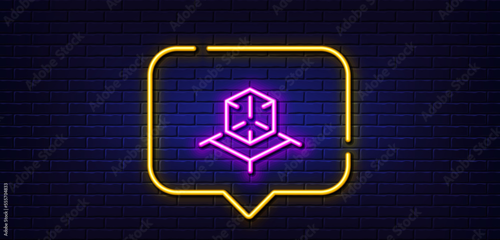 Poster neon light speech bubble. augmented reality line icon. vr simulation sign. 3d cube symbol. neon ligh