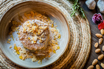 Morrocan bastilla pastry pie top view