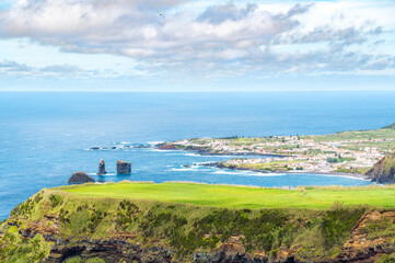 Fototapeta na wymiar Incredibly beautiful coast of the Atlantic Ocean on one of the Azores