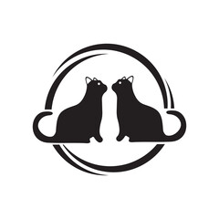 Circle cat animal logo template design . icon logo . silhouette logo 