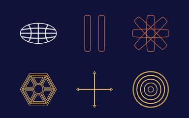 Set of Y2K style vectors of objects. Extraordinary Graphic Assets. Objects in y2k style. Anti-design. Vector illustration