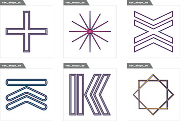 Vector set of Y2K. Big collection of abstract graphic geometric symbols. Templates for notes, posters. Futuristic. Vector illustration
