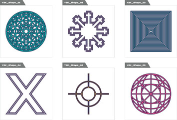 Vector Graphic Assets Set. Brutalism star and flower shapes. Modern abstract forms. Projects, posters, banners. Vector illustration