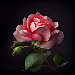 Isolated Pink Rose. Generative AI