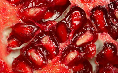 Macro pomegranate background and texture