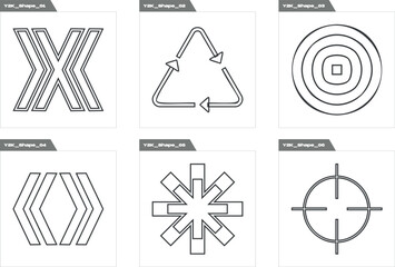 Brutalism shapes. Extraordinary Graphic Assets. For modern T-shirts designed. Retro Futurist. Vector illustration