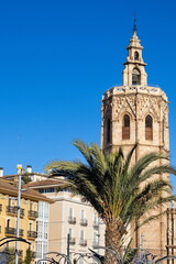 Gothic-style bell tower of the Valencia Cathedral called El Miguelete