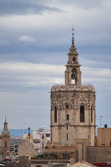 Fototapeta na wymiar Gothic-style bell tower of the Valencia Cathedral called El Miguelete
