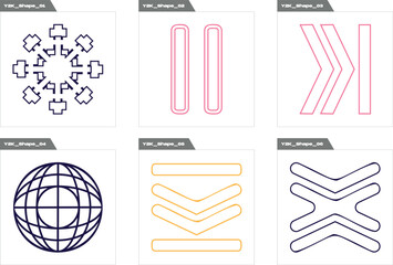 Vector Graphic Assets Set. Large set of retro objects for design. Flat minimalist icons. Anti-design. Vector illustration