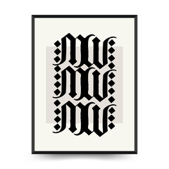 Abstract floral posters template. Modern Botanical trendy black style. Vintage flowers. Ink wall  art.