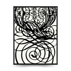 Abstract floral posters template. Modern Botanical trendy black style. Vintage flowers. Ink wall  art.