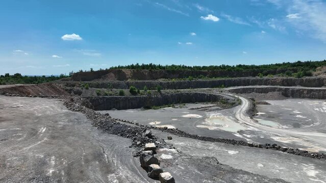 Huge quarry of Devonian limestone with huge walls in South Moravia, Czech republic