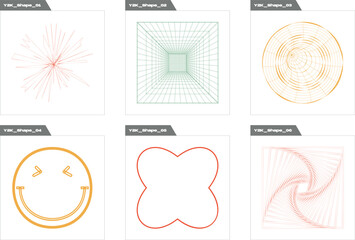 Retro futuristic elements for design. Retro futuristic graphic ornaments. Flat minimalist icons. Futuristic. Vector illustration