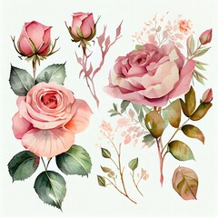 Pink roses. Generative AI